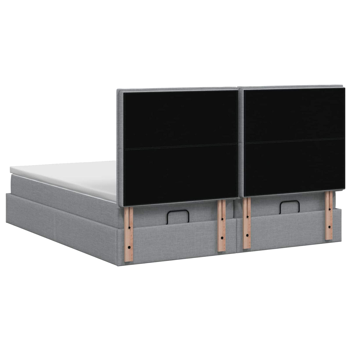 Ottoman Bett mit Matratze mit Kopfteil 2 stk. Hellgrau Stoff