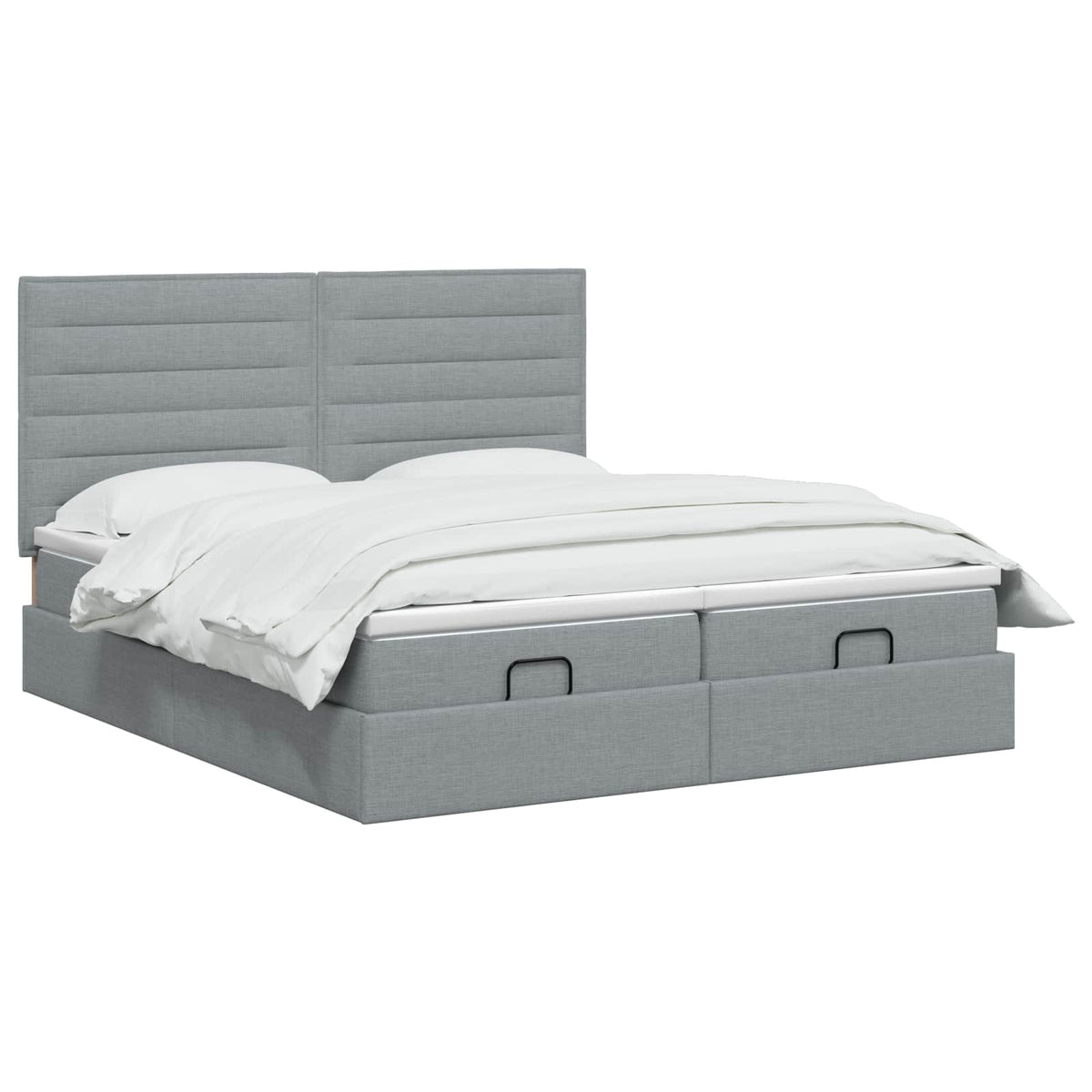 Ottoman Bett mit Matratze mit Kopfteil 2 stk. Hellgrau Stoff