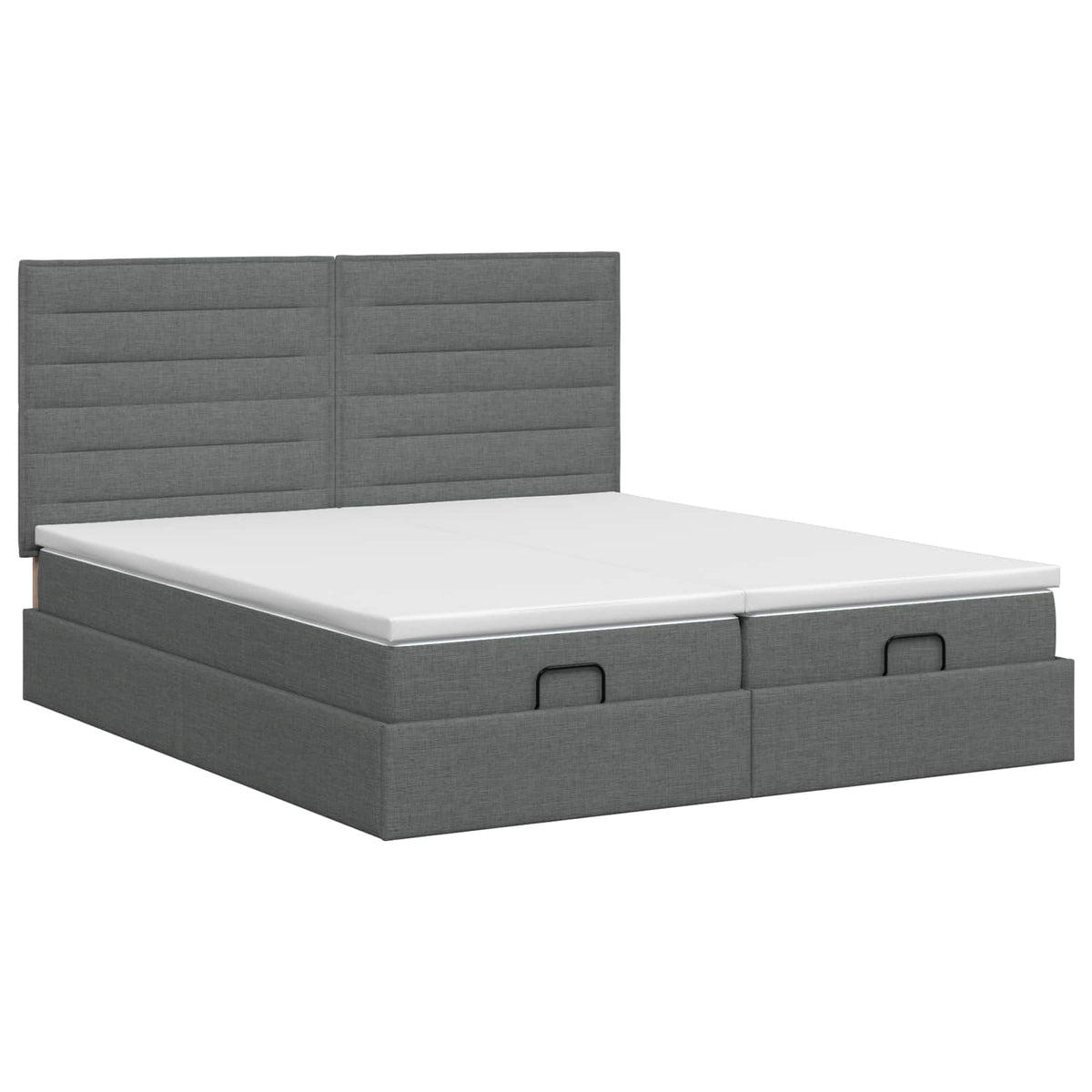 Ottoman Bett mit Matratze mit Kopfteil 2 stk. Dunkelgrau Stoff