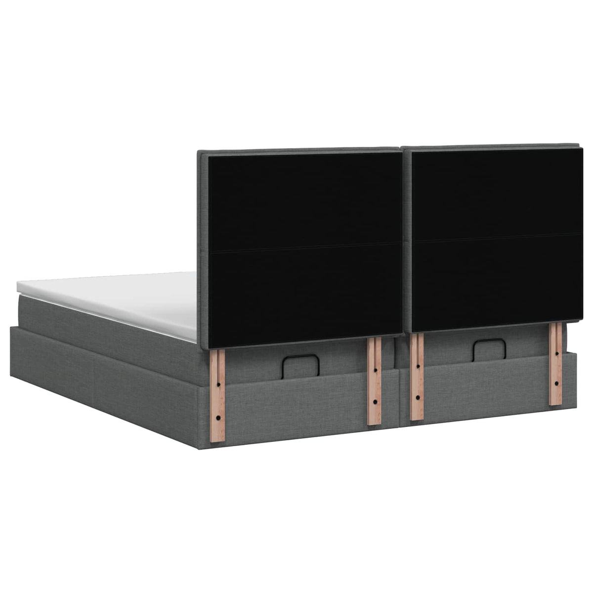 Ottoman Bett mit Matratze mit Kopfteil 2 stk. Dunkelgrau Stoff