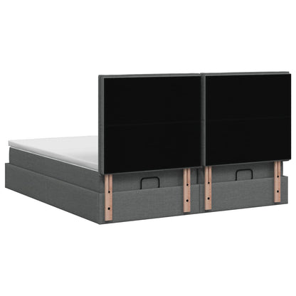 Ottoman Bett mit Matratze mit Kopfteil 2 stk. Dunkelgrau Stoff