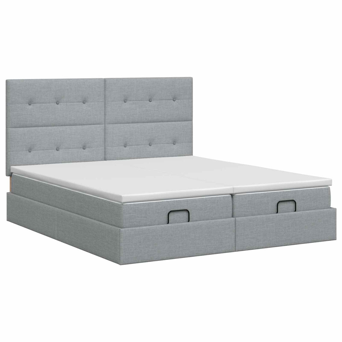 Ottoman Bett mit Matratze mit Kopfteil 2 Stk. Hellgrau Stoff