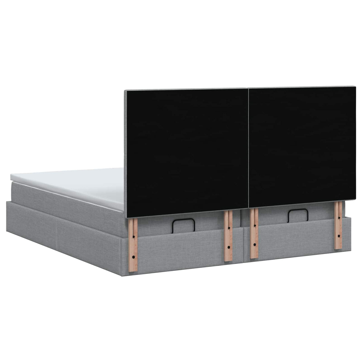 Ottoman Bett mit Matratze mit Kopfteil 2 Stk. Hellgrau Stoff