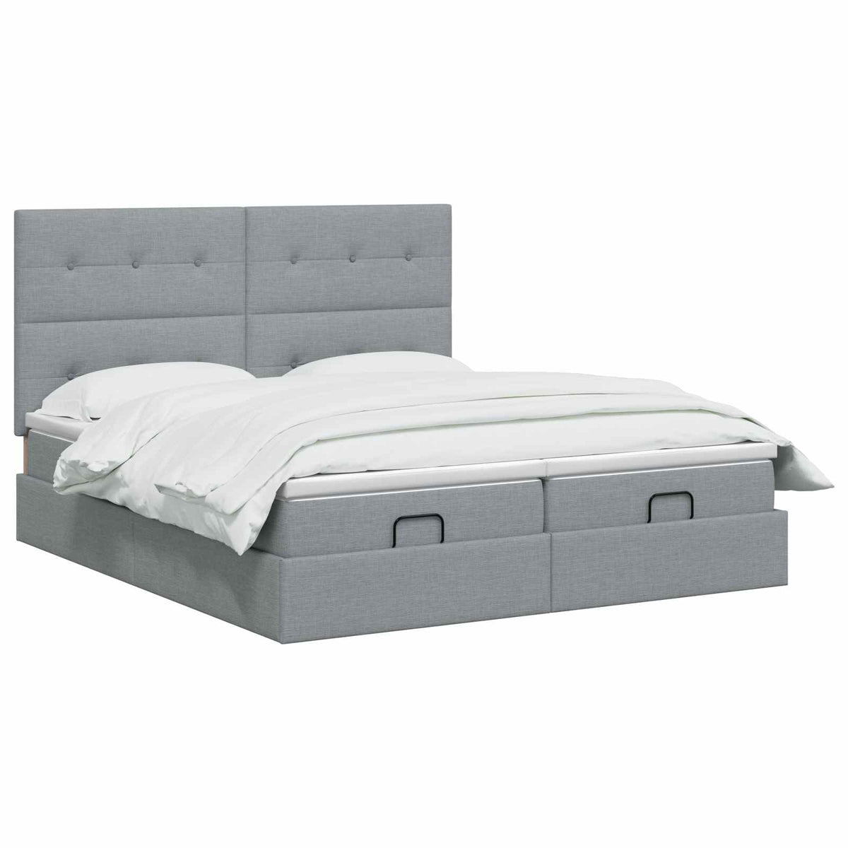 Ottoman Bett mit Matratze mit Kopfteil 2 Stk. Hellgrau Stoff