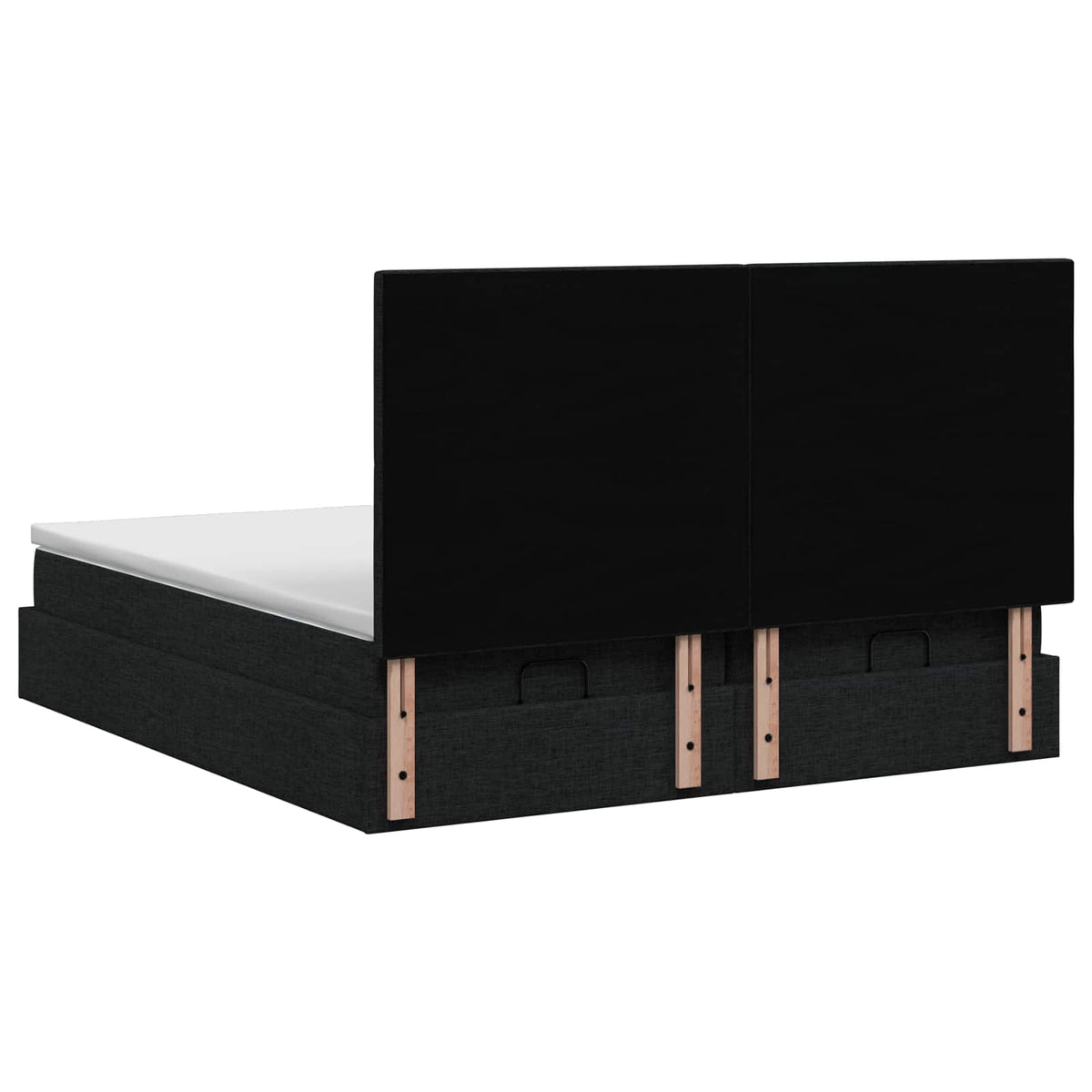 Ottoman Bett mit Matratze mit Kopfteil 2 Stk. Schwarz Stoff