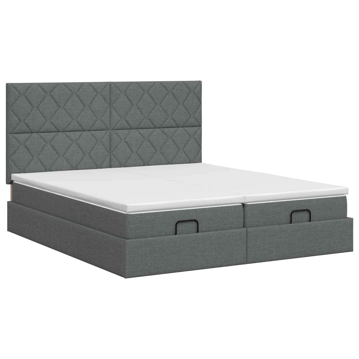 Ottoman Bett mit Matratze mit Kopfteil 2 Stk. Dunkelgrau Stoff