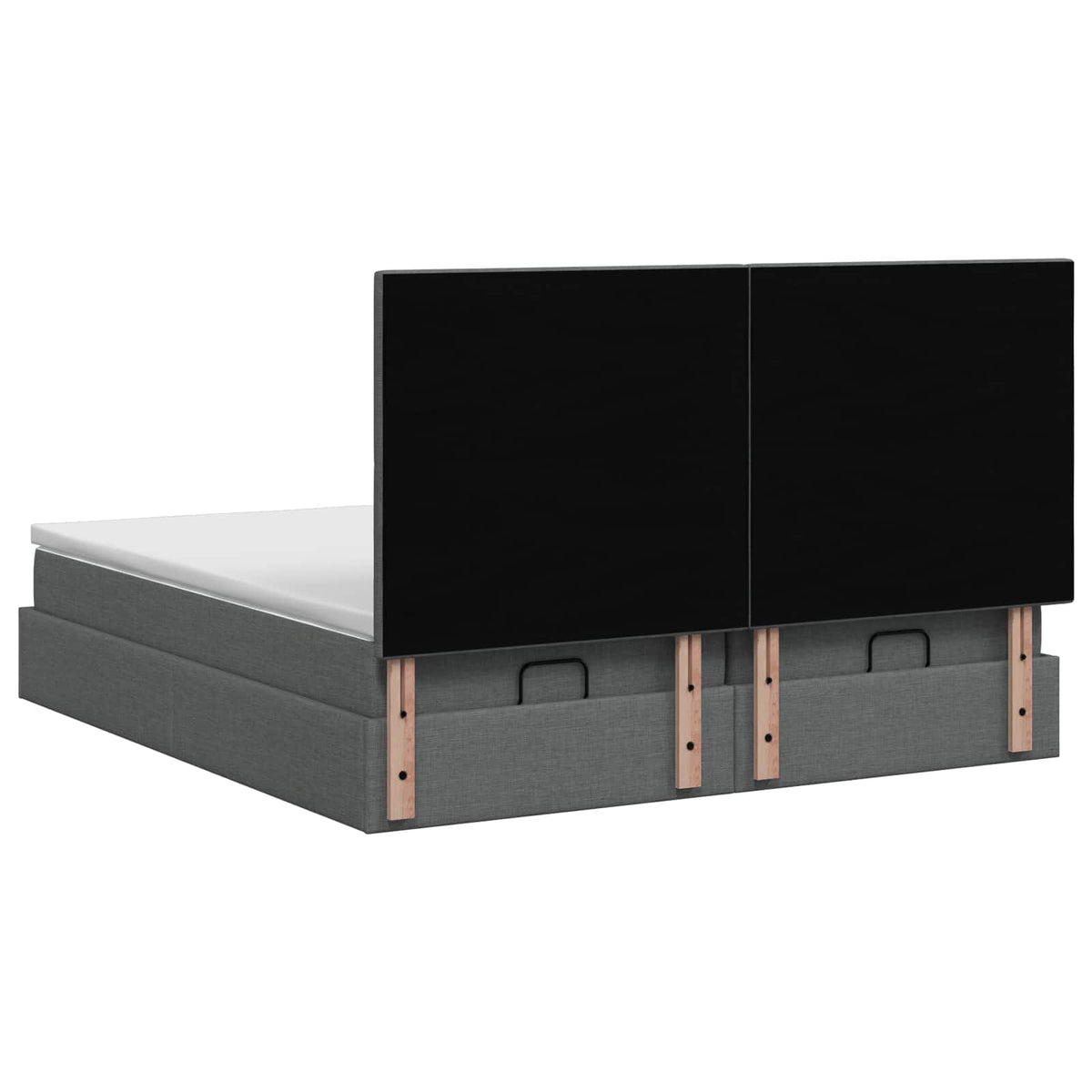 Ottoman Bett mit Matratze mit Kopfteil 2 Stk. Dunkelgrau Stoff