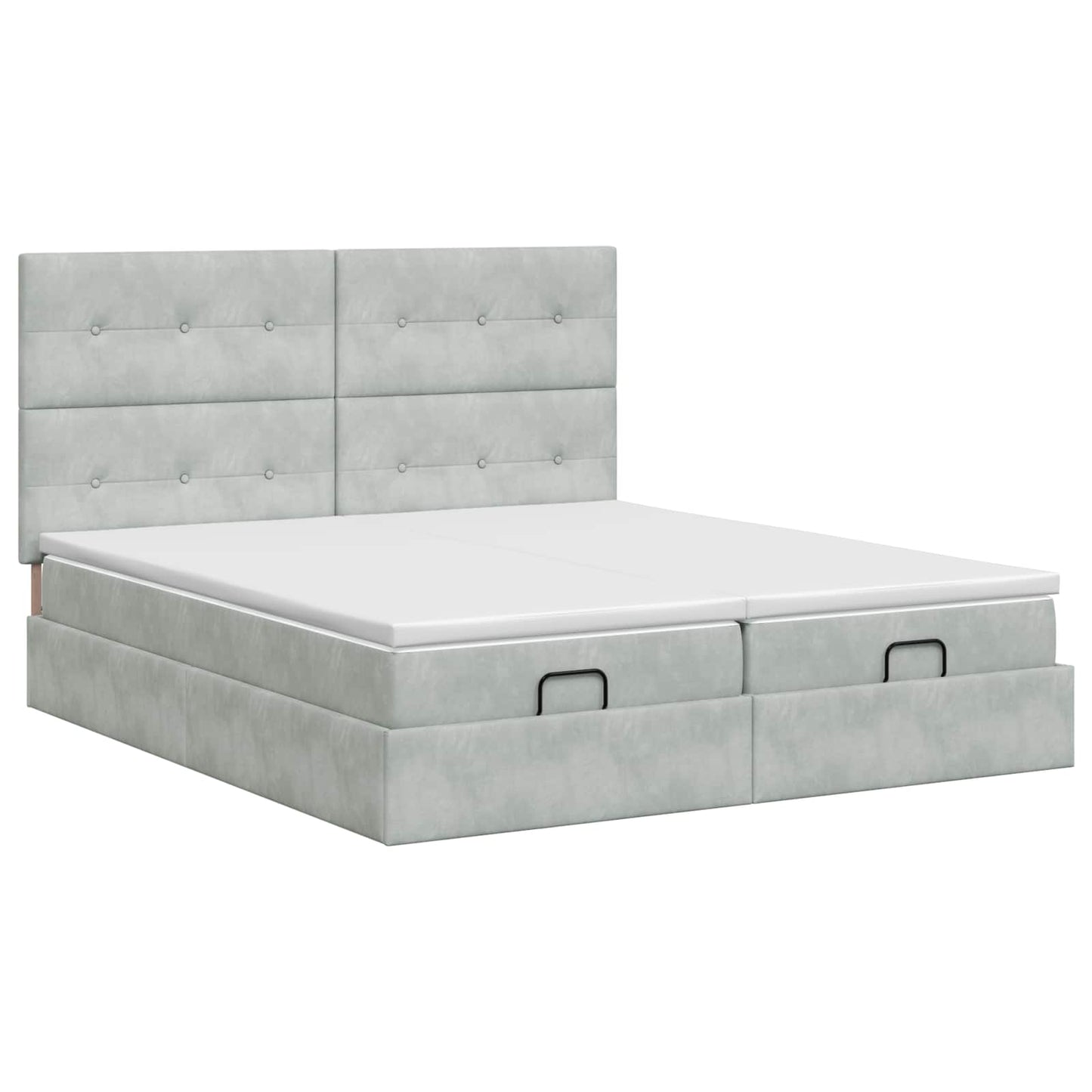 Ottoman Bett mit Matratze mit Kopfteil 2 Stk. Hellgrau Samt