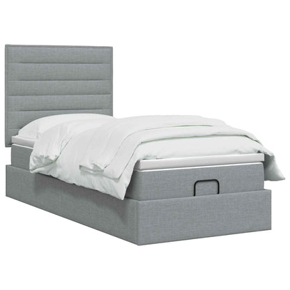 Ottoman-Bett mit Matratze und LED Hellgrau 80 x 200 cm Stoff