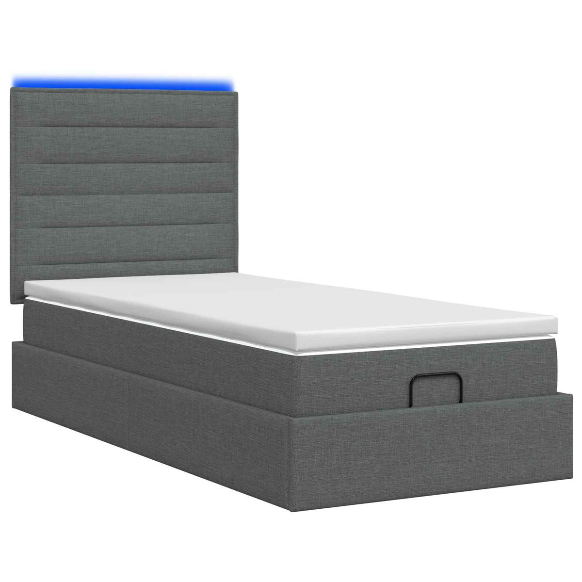 Ottoman-Bett mit Matratze und LED Dunkelgrau 80 x 200 cm Stoff