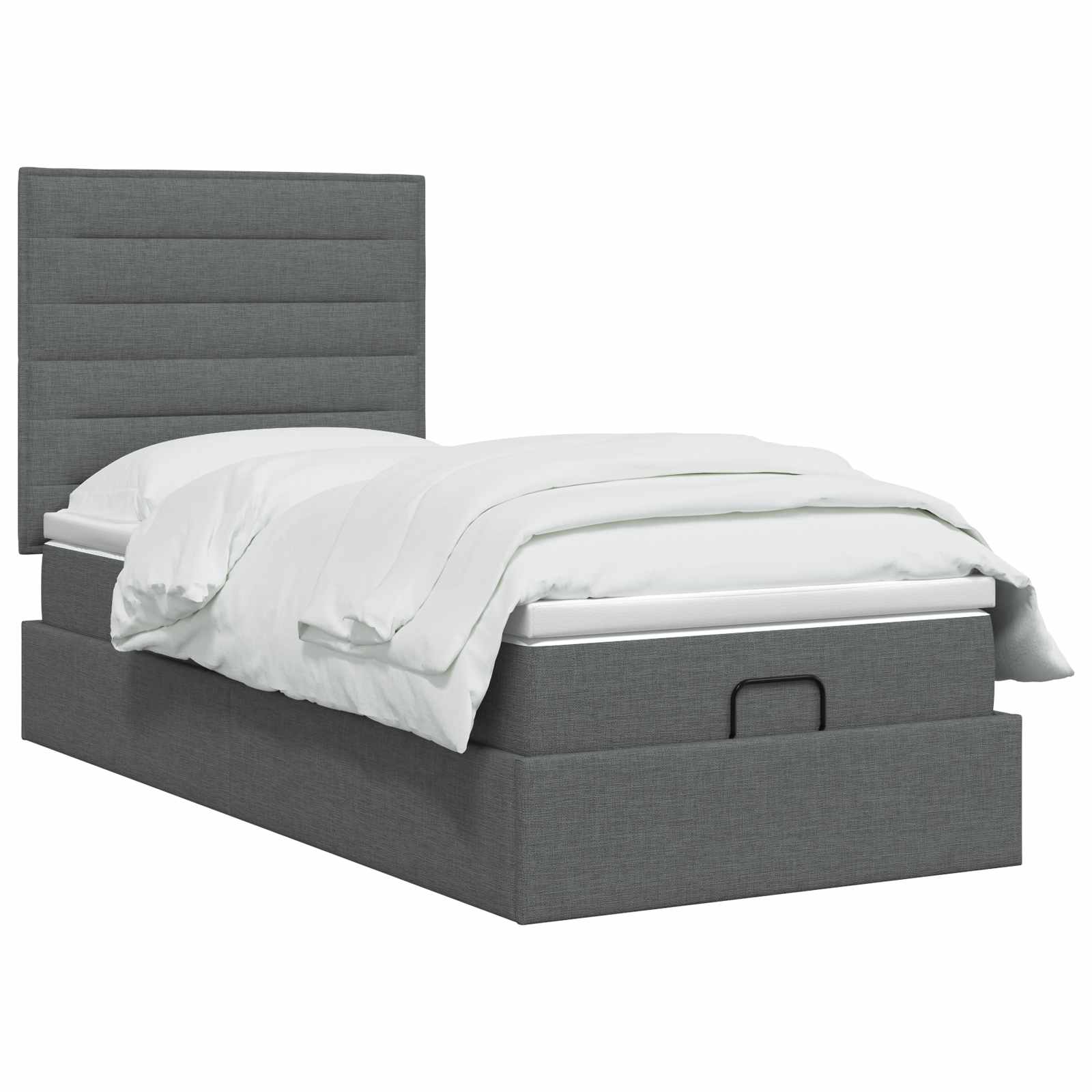 Ottoman-Bett mit Matratze und LED Dunkelgrau 80 x 200 cm Stoff