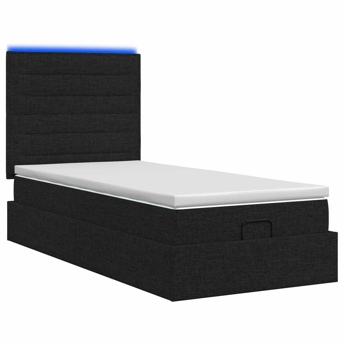Ottoman-Bett mit Matratze und LED Schwarz 90 x 190 cm Stoff