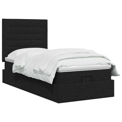 Ottoman-Bett mit Matratze und LED Schwarz 90 x 190 cm Stoff