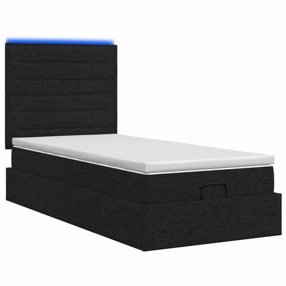 Ottoman-Bett mit Matratze und LED Schwarz 90 x 200 cm Stoff