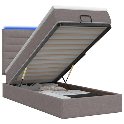 Ottoman-Bett mit Matratze und LED Taupe 90 x 200 cm Stoff