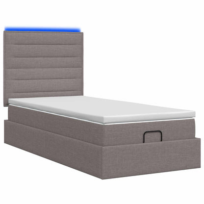 Ottoman-Bett mit Matratze und LED Taupe 90 x 200 cm Stoff