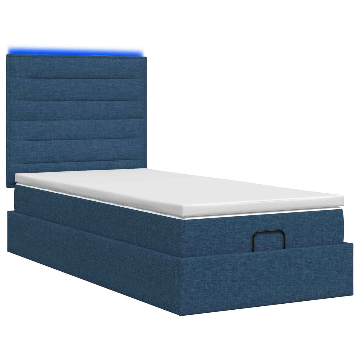 Ottoman-Bett mit Matratze und LED Blau 90 x 200 cm Stoff