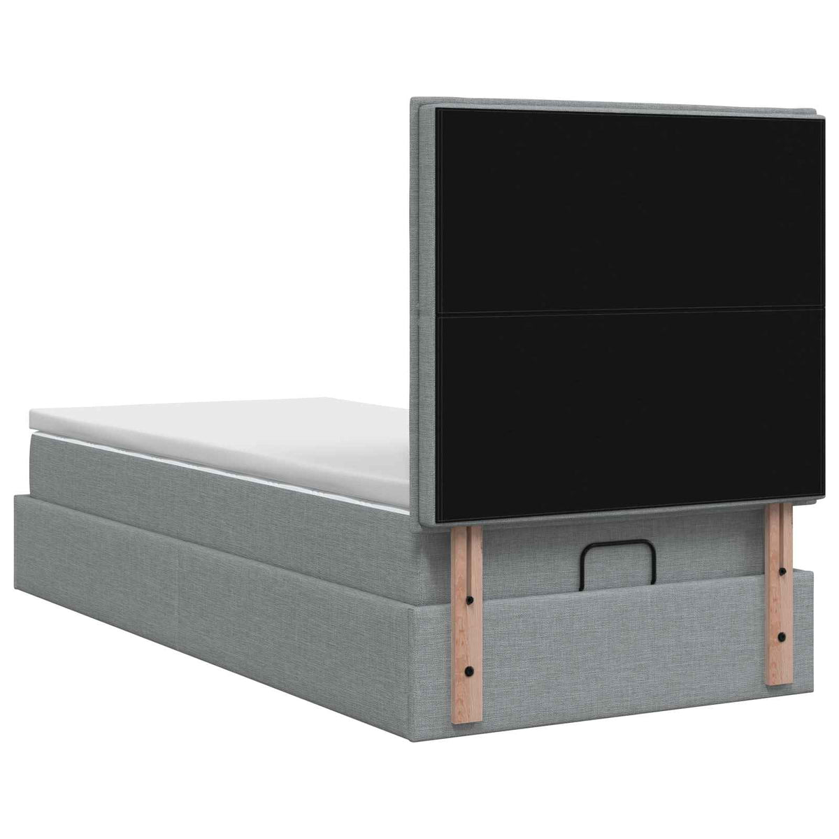 Ottoman-Bett mit Matratze und LED Hellgrau 100 x 200 cm Stoff