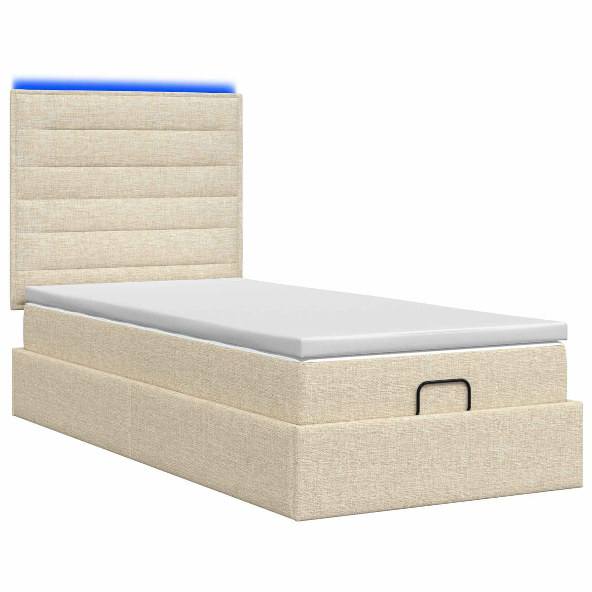 Ottoman-Bett mit Matratze und LED Creme 100 x 200 cm Stoff