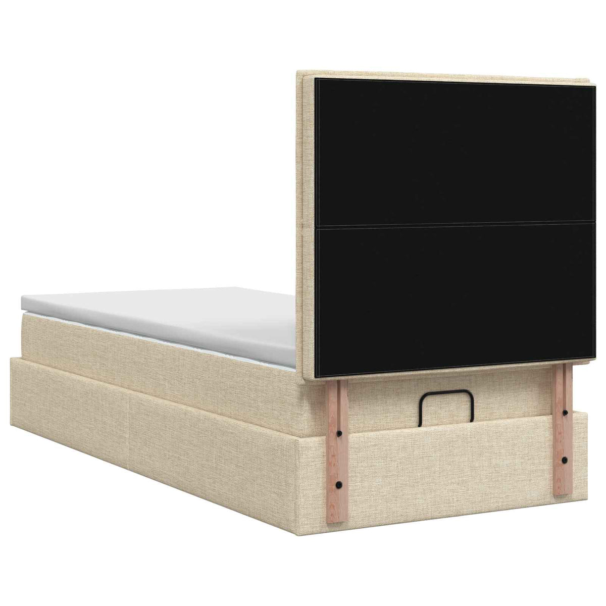 Ottoman-Bett mit Matratze und LED Creme 100 x 200 cm Stoff