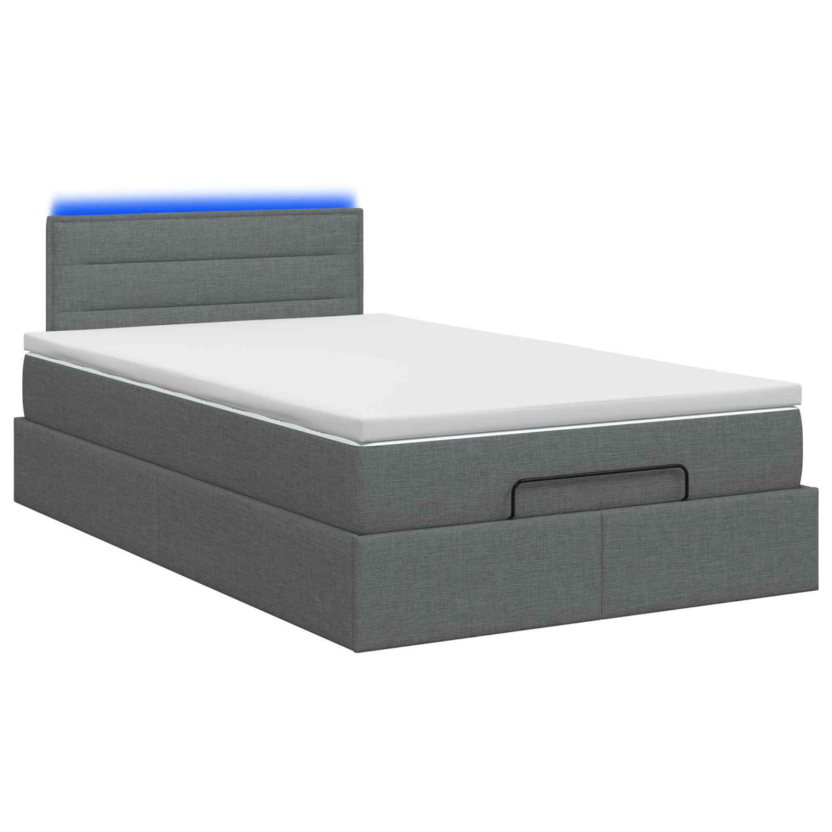 Ottoman-Bett mit Matratze und LED Dunkelgrau 120 x 190 cm Stoff