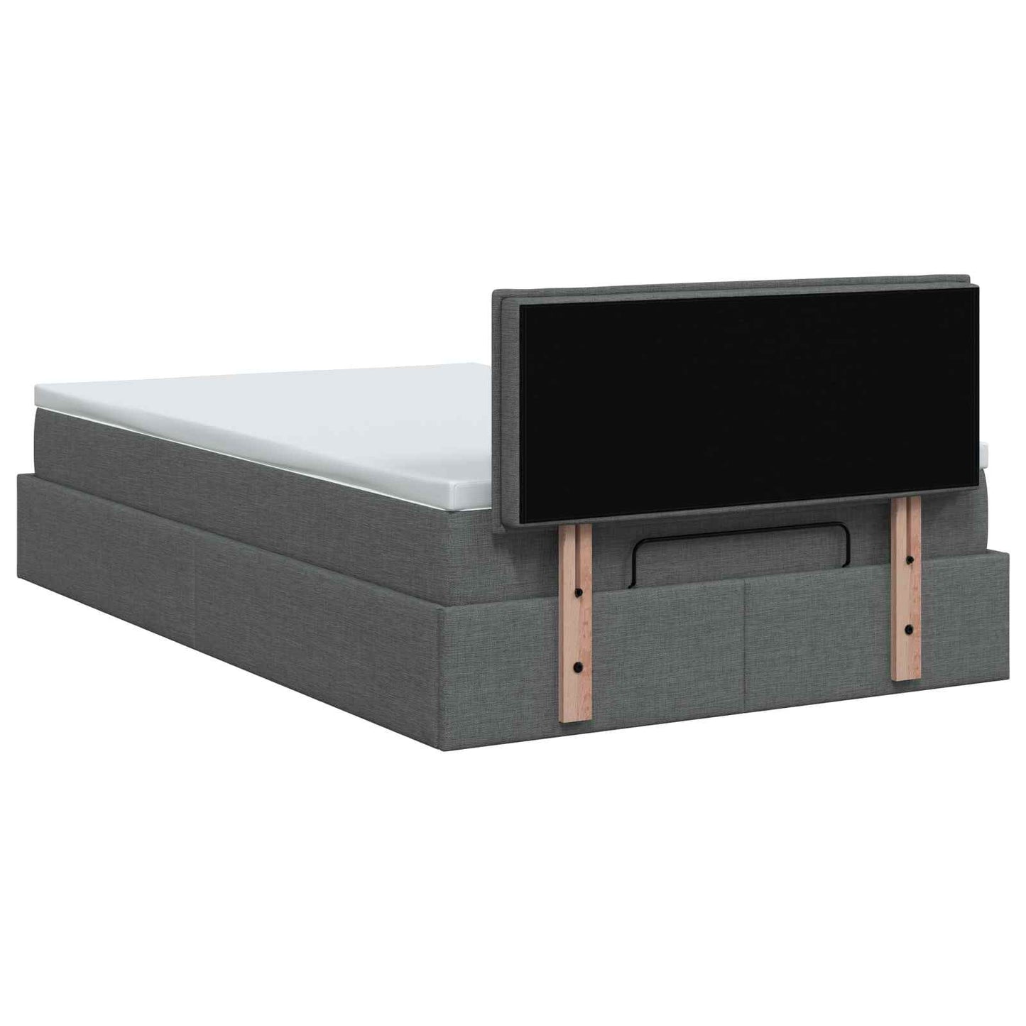 Ottoman-Bett mit Matratze und LED Dunkelgrau 120 x 190 cm Stoff