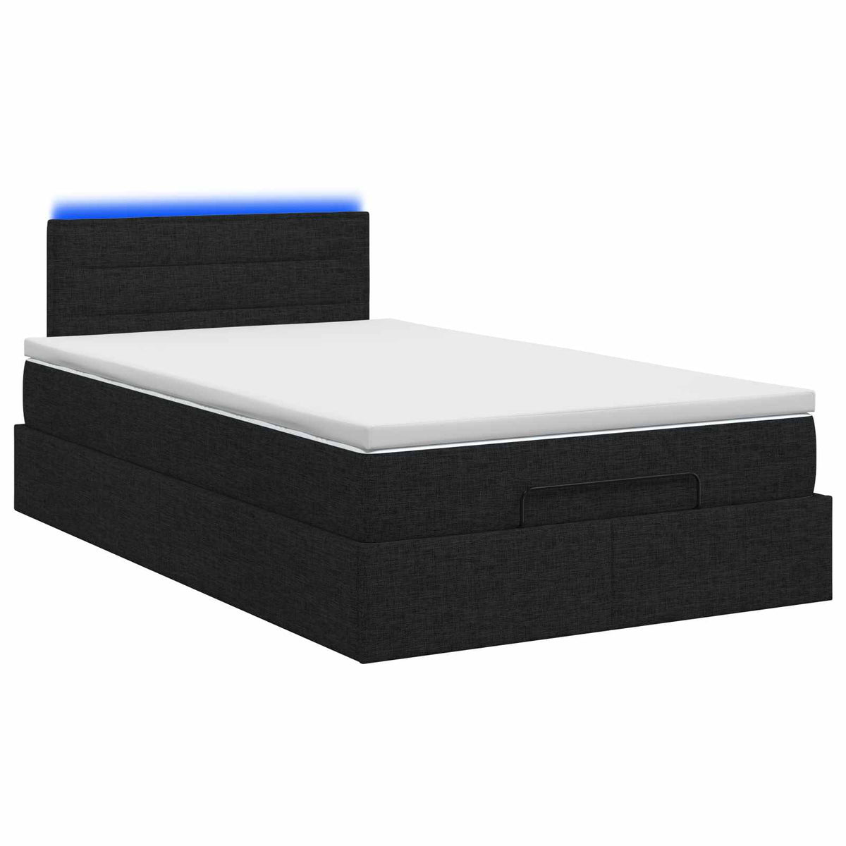 Ottoman-Bett mit Matratze und LED Schwarz 120 x 190 cm Stoff