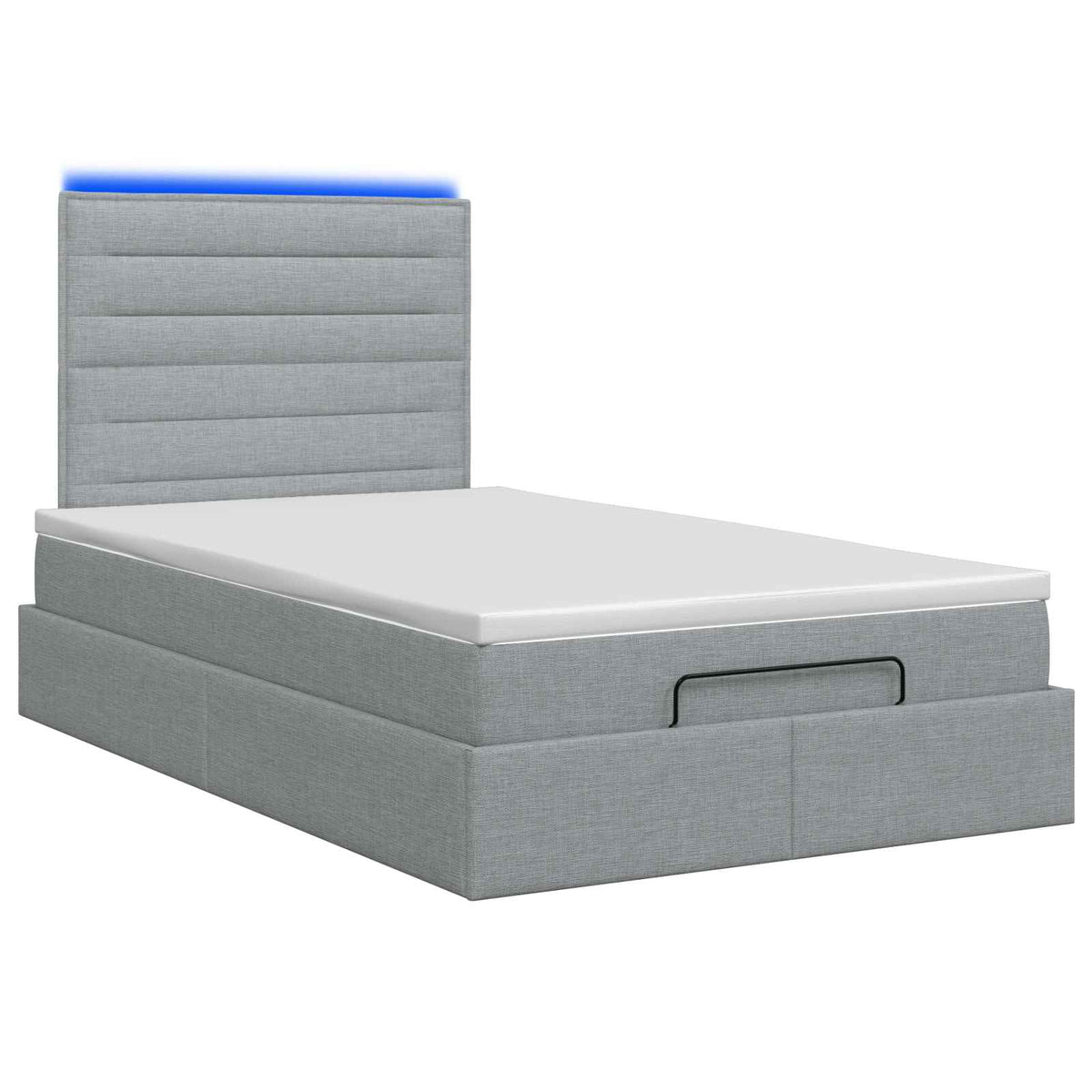 Ottoman-Bett mit Matratze und LED Hellgrau 120 x 200 cm Stoff
