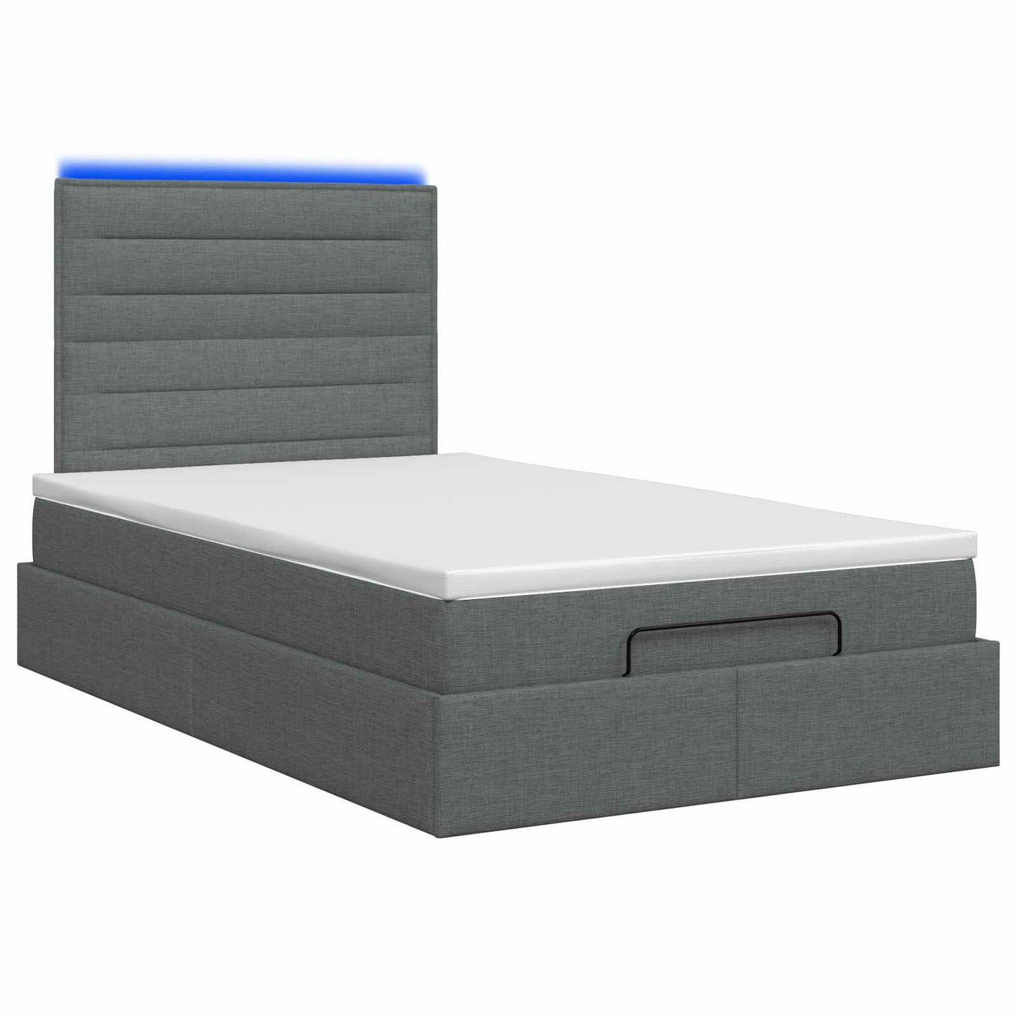 Ottoman-Bett mit Matratze und LED Dunkelgrau 120 x 200 cm Stoff
