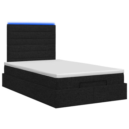 Ottoman-Bett mit Matratze und LED Schwarz 120 x 200 cm Stoff