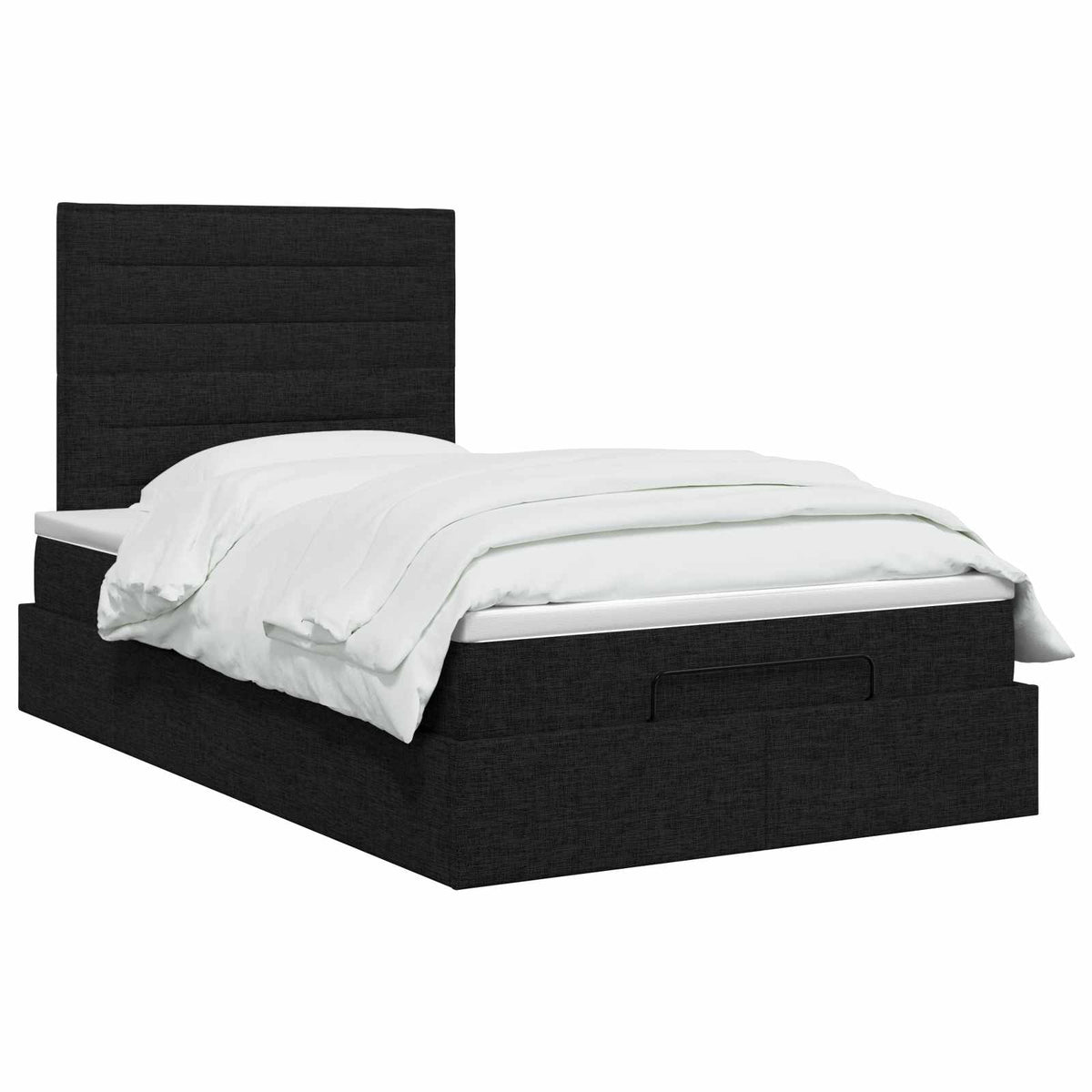 Ottoman-Bett mit Matratze und LED Schwarz 120 x 200 cm Stoff