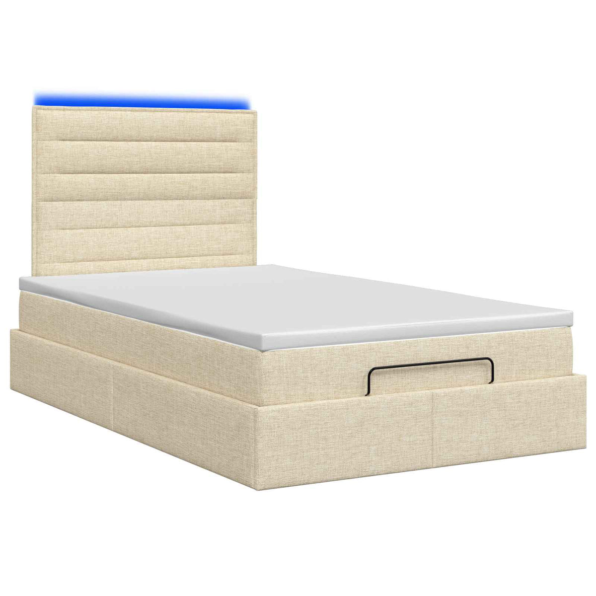 Ottoman-Bett mit Matratze und LED Creme 120 x 200 cm Stoff