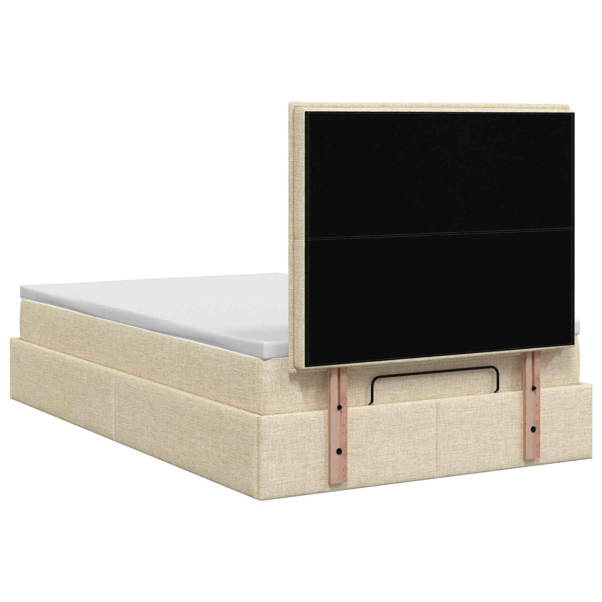 Ottoman-Bett mit Matratze und LED Creme 120 x 200 cm Stoff