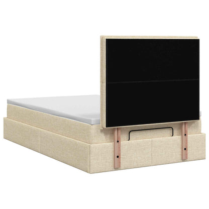 Ottoman-Bett mit Matratze und LED Creme 120 x 200 cm Stoff