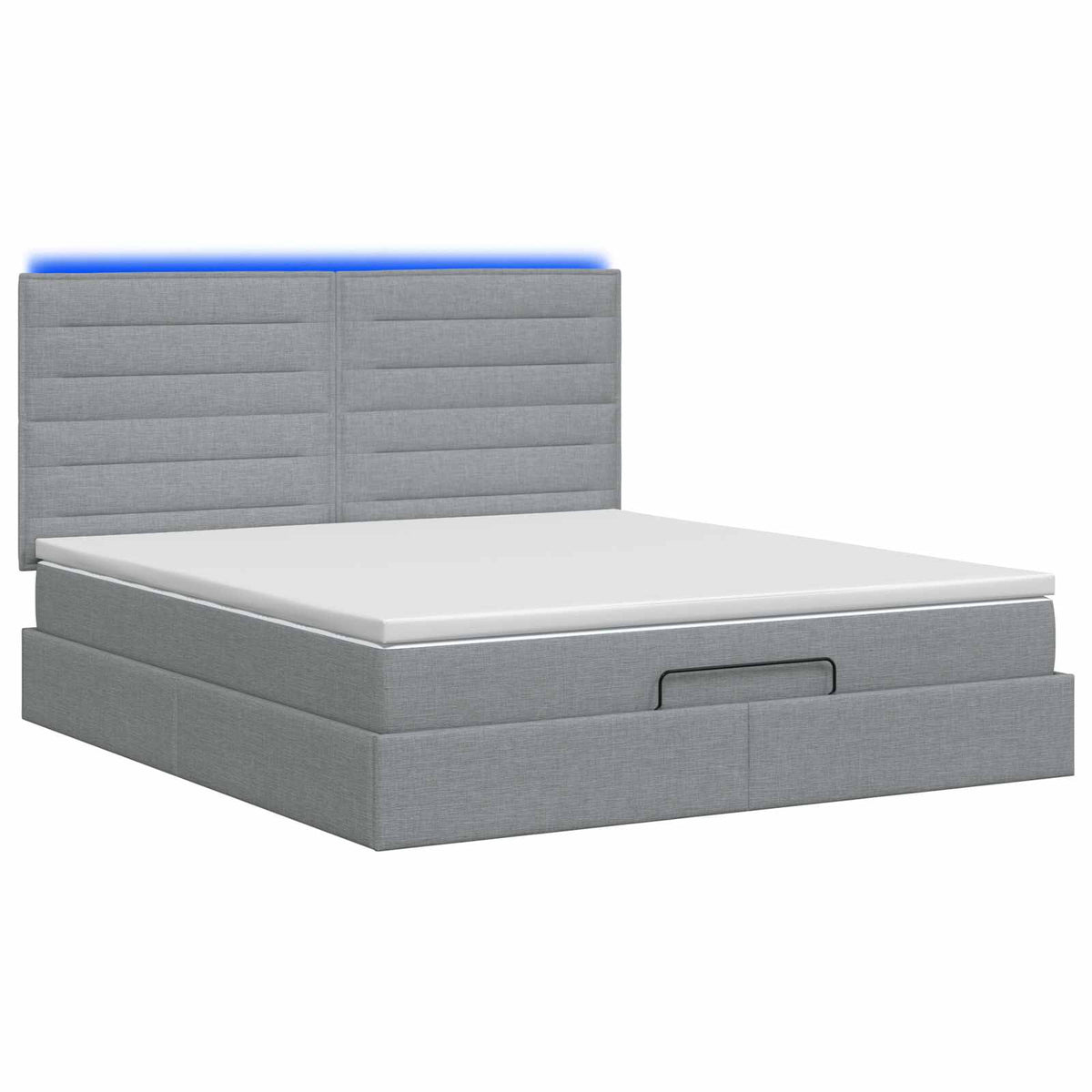 Ottoman-Bett mit Matratze und LED Hellgrau 140 x 190 cm Stoff