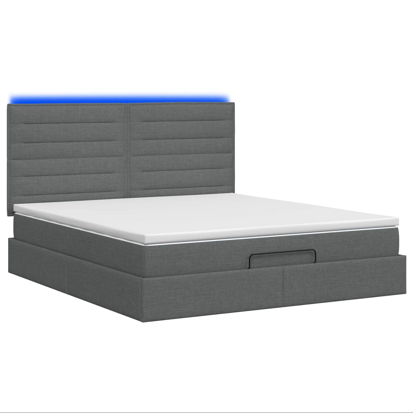 Ottoman-Bett mit Matratze und LED Dunkelgrau 140 x 190 cm Stoff