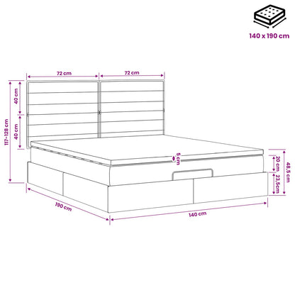 Ottoman-Bett mit Matratze und LED Dunkelgrau 140 x 190 cm Stoff