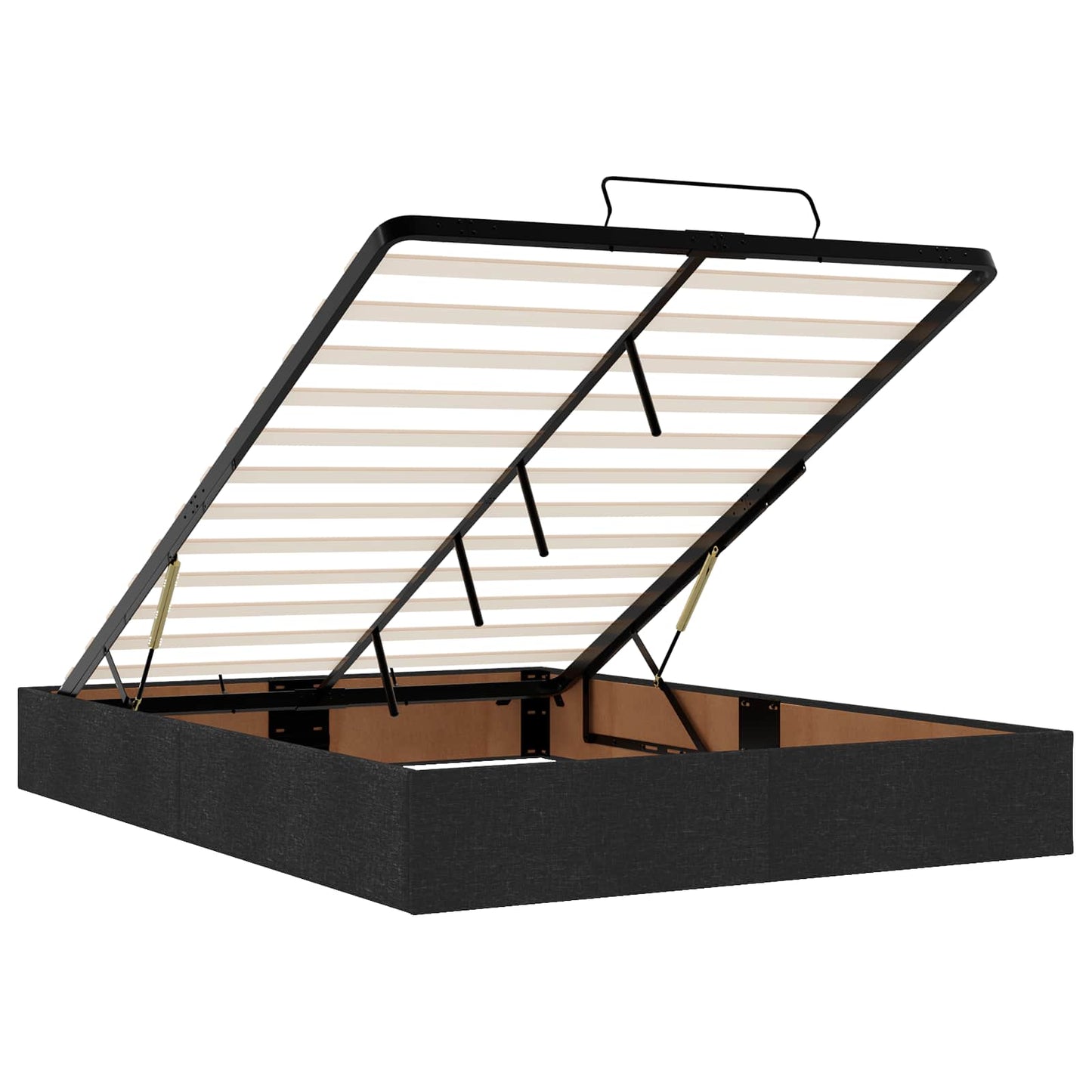 Ottoman-Bett mit Matratze und LED Schwarz 140 x 190 cm Stoff