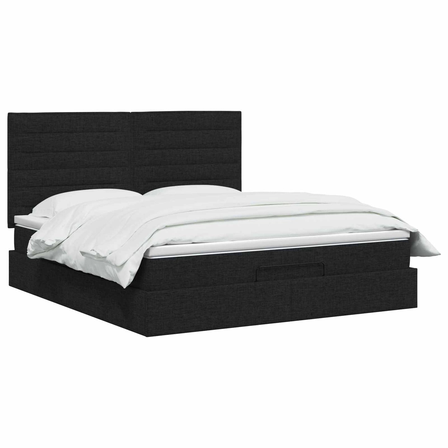 Ottoman-Bett mit Matratze und LED Schwarz 140 x 190 cm Stoff