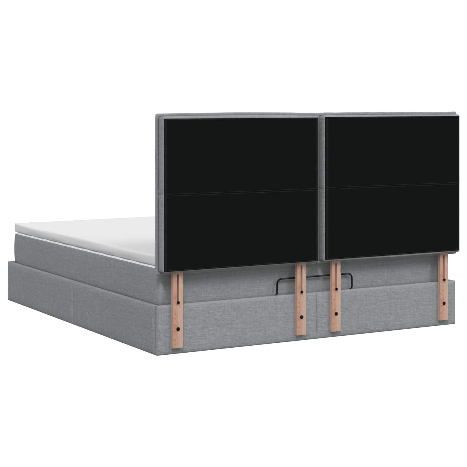 Ottoman-Bett mit Matratze und LED Hellgrau 140 x 200 cm Stoff