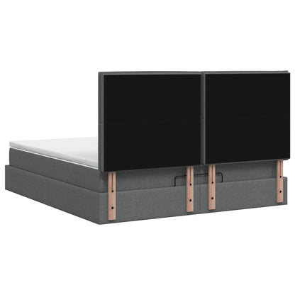 Ottoman-Bett mit Matratze und LED Dunkelgrau 140 x 200 cm Stoff