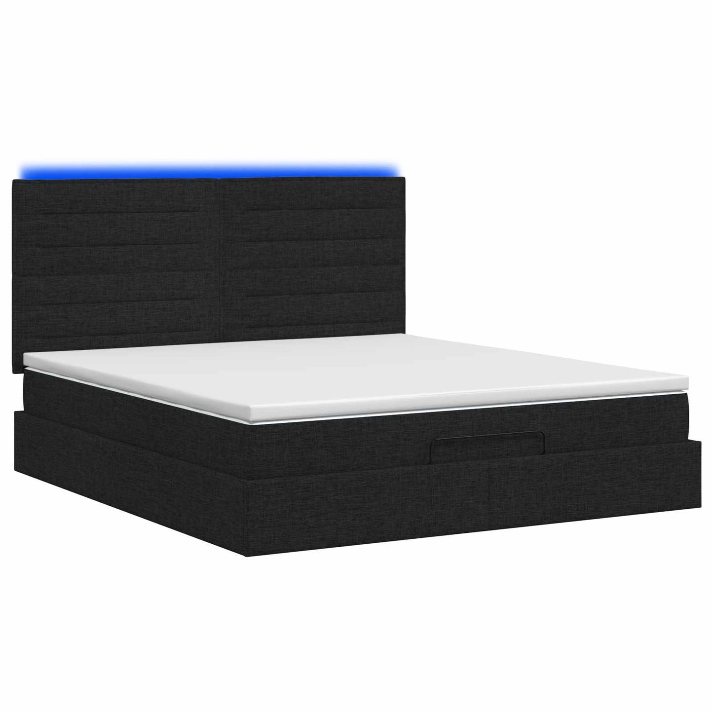 Ottoman-Bett mit Matratze und LED Schwarz 140 x 200 cm Stoff