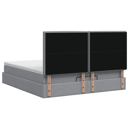 Ottoman-Bett mit Matratze und LED Hellgrau 160 x 200 cm Stoff