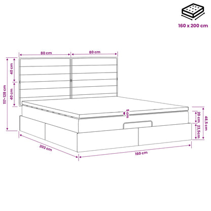 Ottoman-Bett mit Matratze und LED Dunkelgrau 160 x 200 cm Stoff