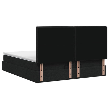 Ottoman-Bett mit Matratze und LED Schwarz 160 x 200 cm Stoff