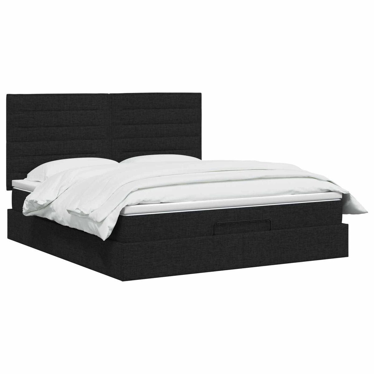 Ottoman-Bett mit Matratze und LED Schwarz 160 x 200 cm Stoff