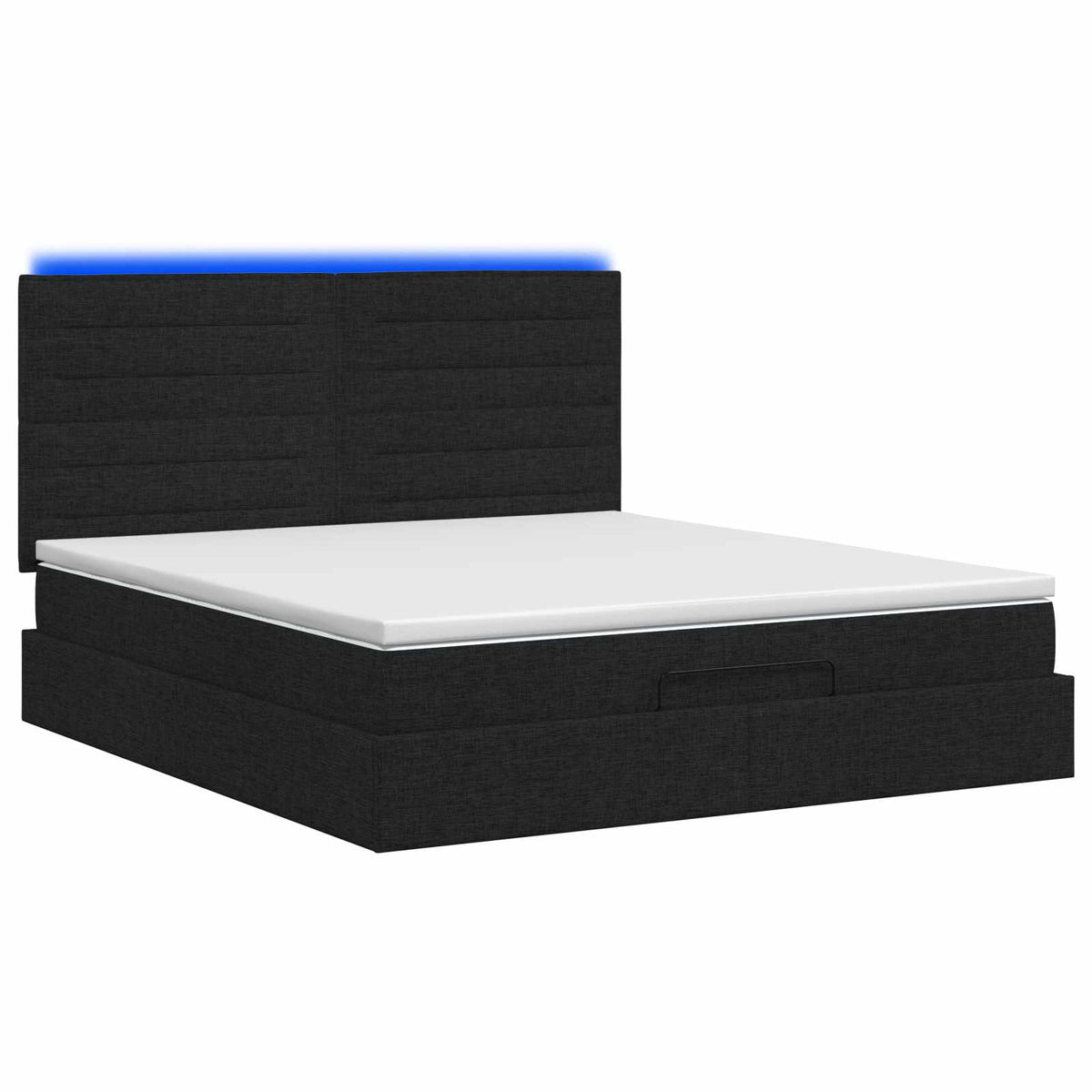 Ottoman-Bett mit Matratze und LED Schwarz 180 x 200 cm Stoff