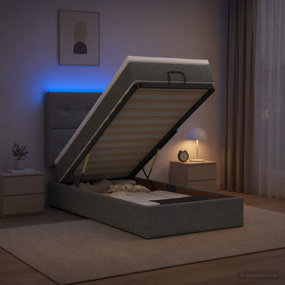 Ottoman-Bett mit Matratze und LED Dunkelgrau 80 x 200 cm Stoff