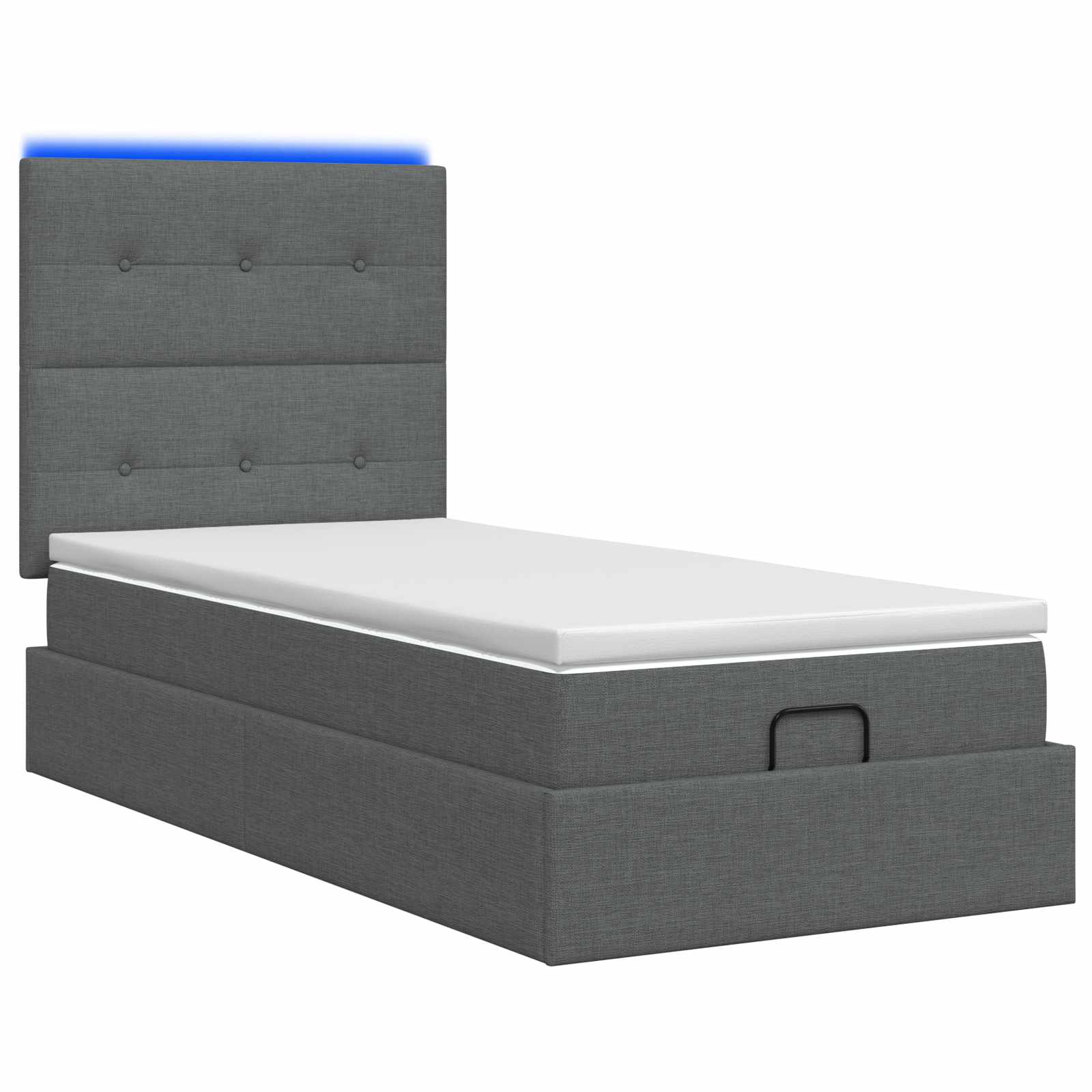Ottoman-Bett mit Matratze und LED Dunkelgrau 80 x 200 cm Stoff