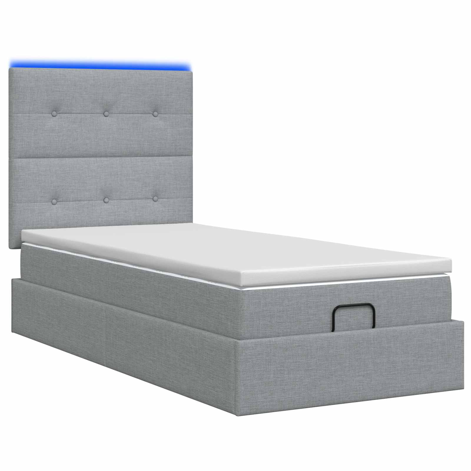 Ottoman-Bett mit Matratze und LED Hellgrau 90 x 190 cm Stoff